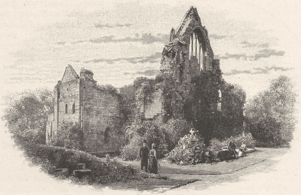 SCOTLAND. Dryburgh Abbey, from the East 1901 old antique vintage print picture